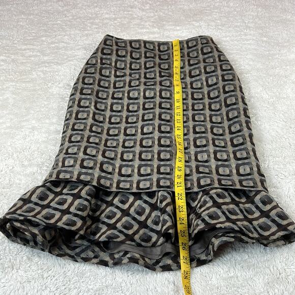 Casch by Gro Abrahamsson Geo print mermaid ruffle pencil skirt, 36 small - Picture 5 of 10